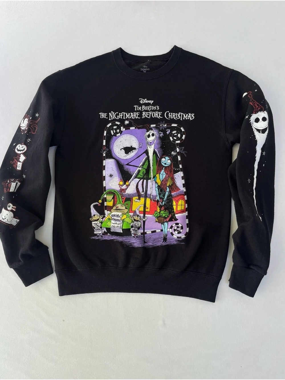Disney Nightmare Before Christmas Black Jack & Sally Black Fleece Sweatshirt S